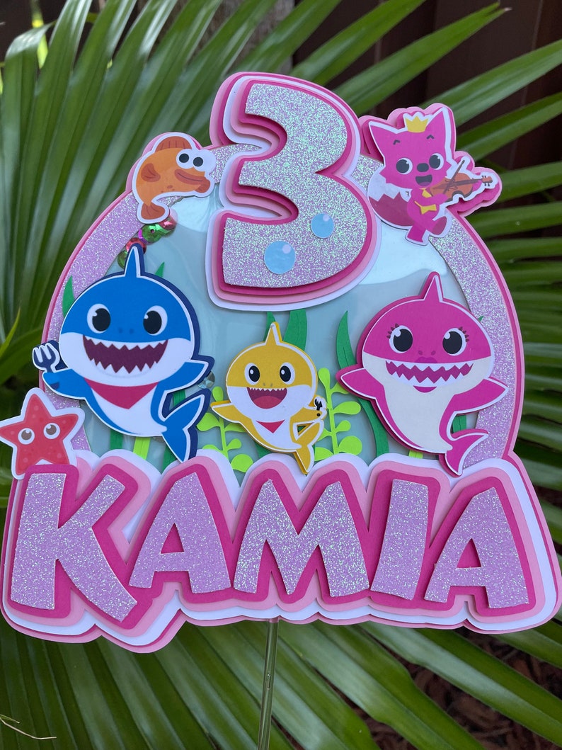 Baby Shark Cake Topper Baby Shark Birthday Cupcake Topper Etsy