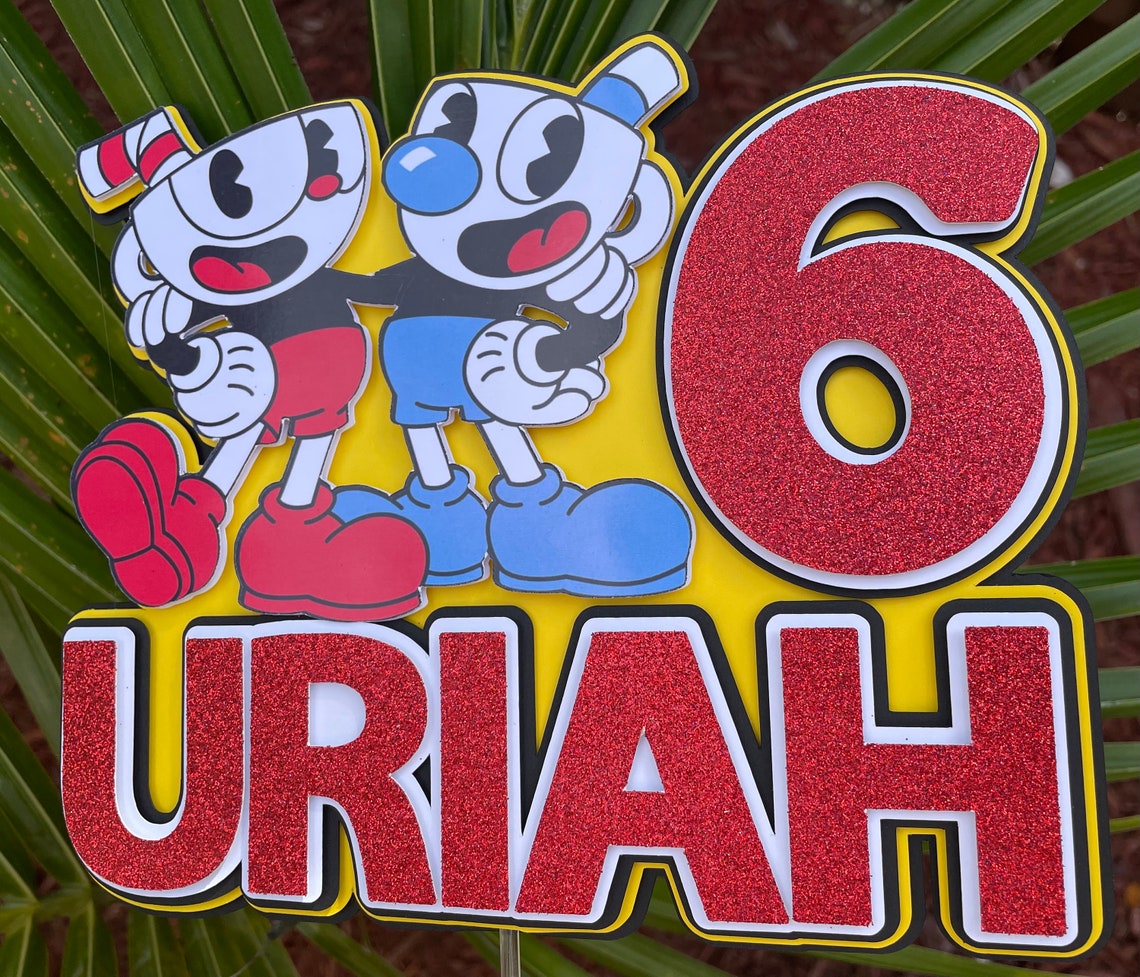 Cuphead Cake Topper Cuphead Video-game Birthday Birthday - Etsy Denmark