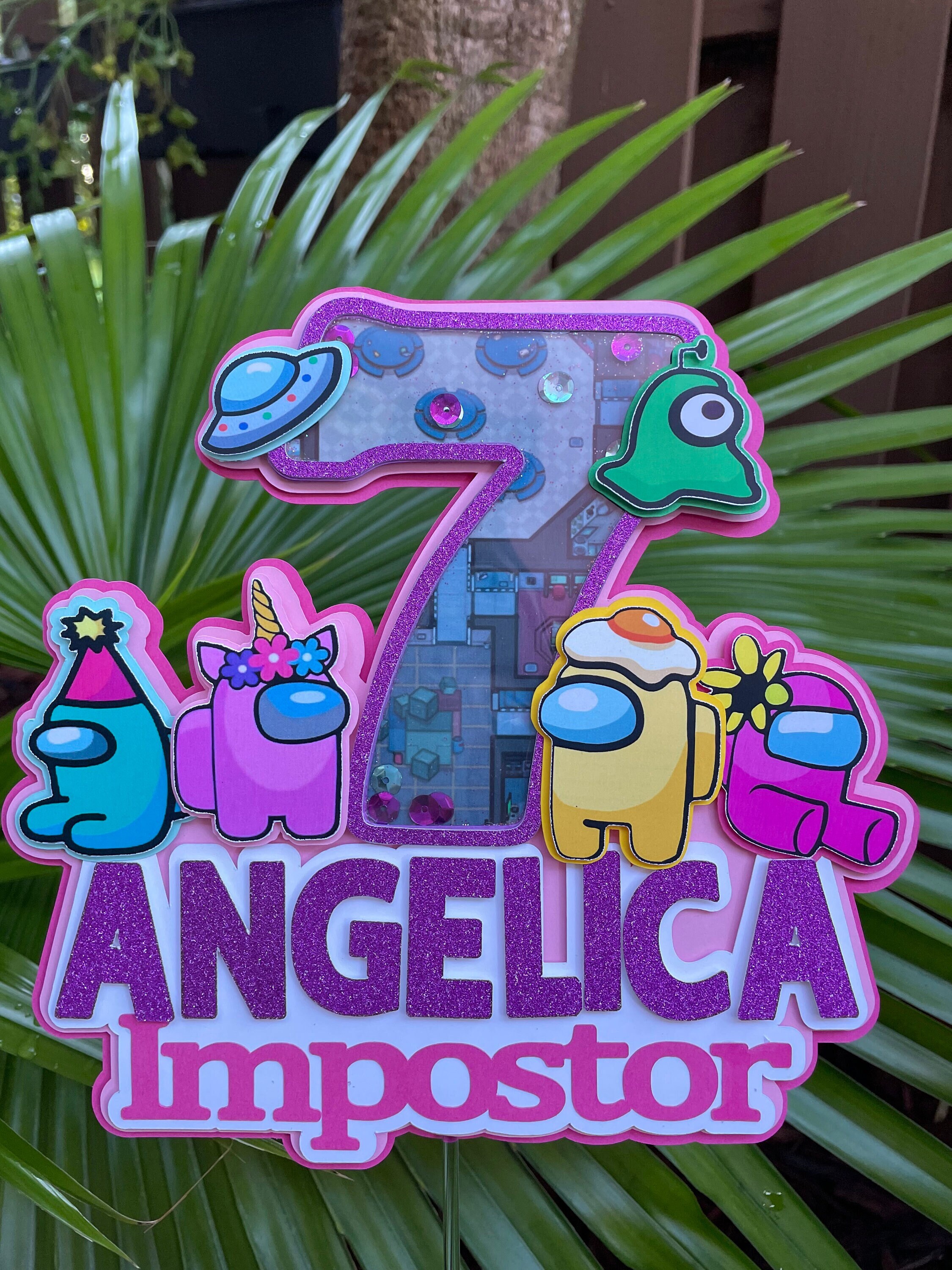 Among Us Cake Topper Among Us Video-game Birthday Birthday - Etsy