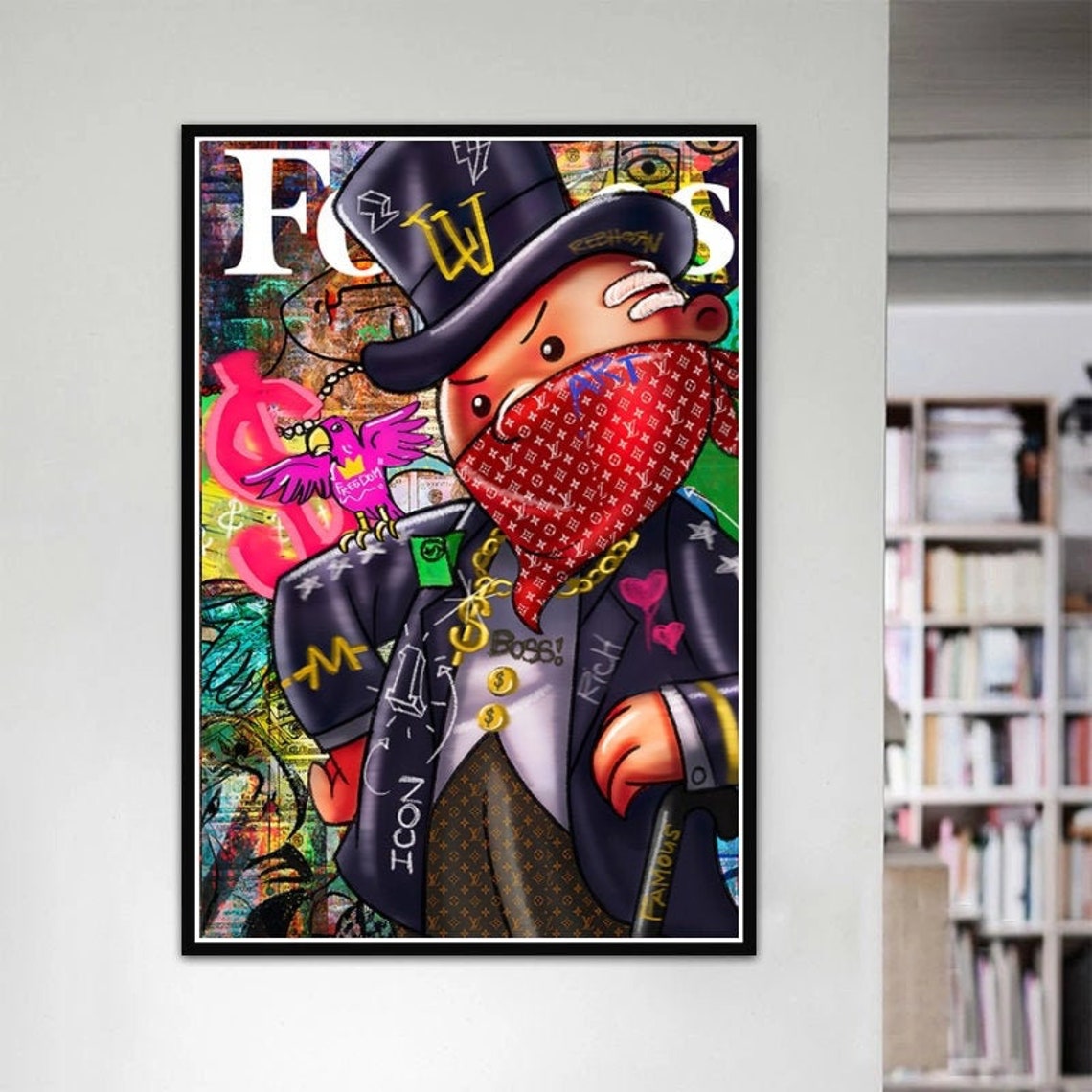 Graffiti Artwork Monopoly Canvas Posters and Prints Rich Man Etsy
