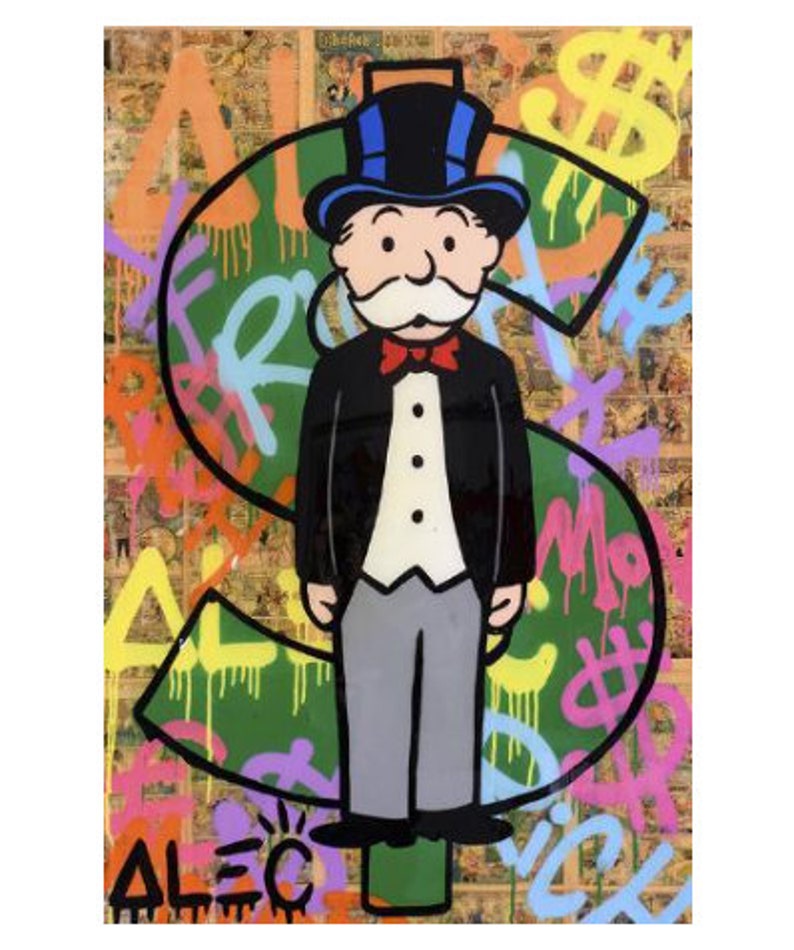 Monopoly Money Graffiti Art Canvas Painting Posters and Prints Etsy UK