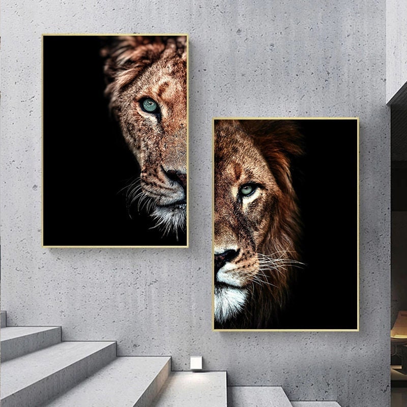 Lion and Lioness Couple Canvas Canvas Print Canvas Art Animal - Etsy UK