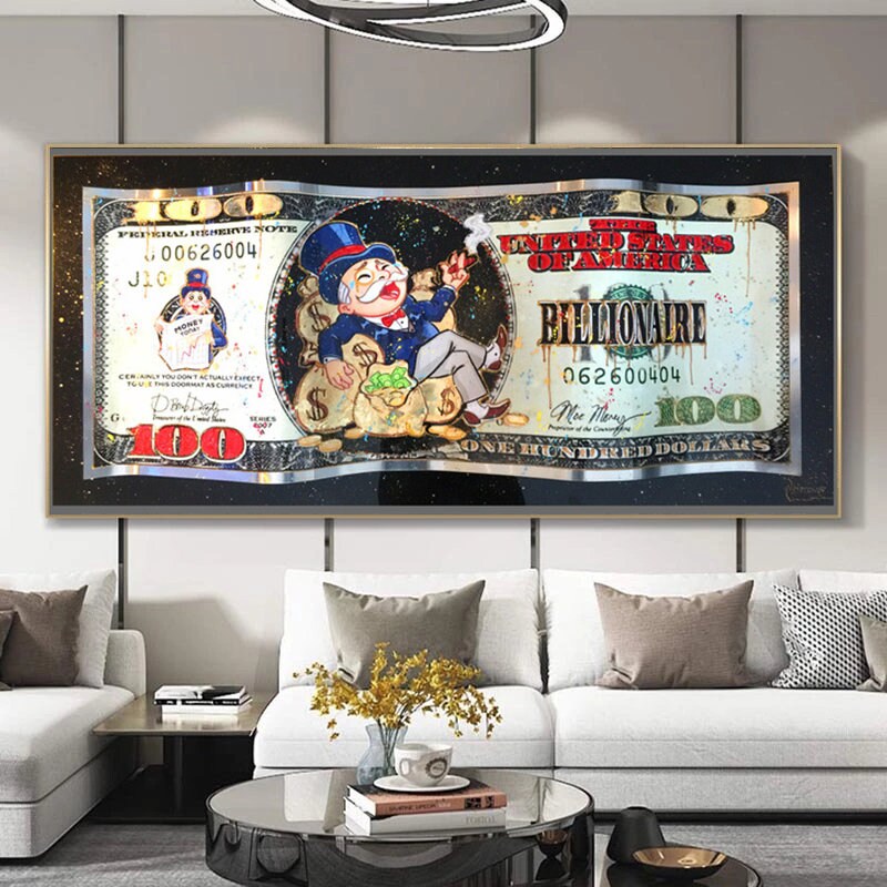 Money Alec Monopoly Hundred Dollar Canvas Print – BabiesDecor