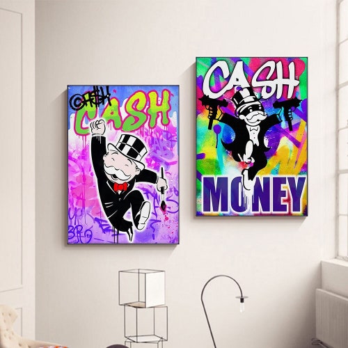 Monopoly Richi Money Graffiti Art Canvas Paintings on the Wall Etsy