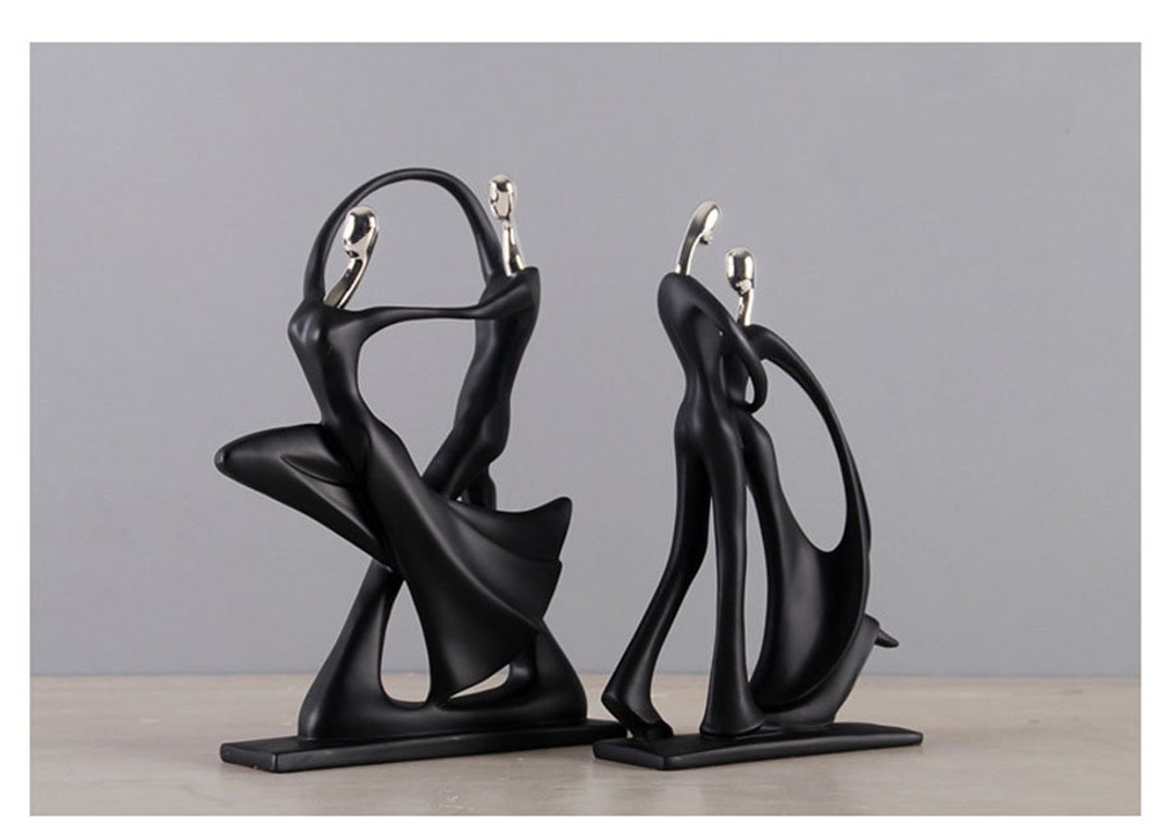 Modern Abstract Black Human Sculpture Statue Resin Home Decoration