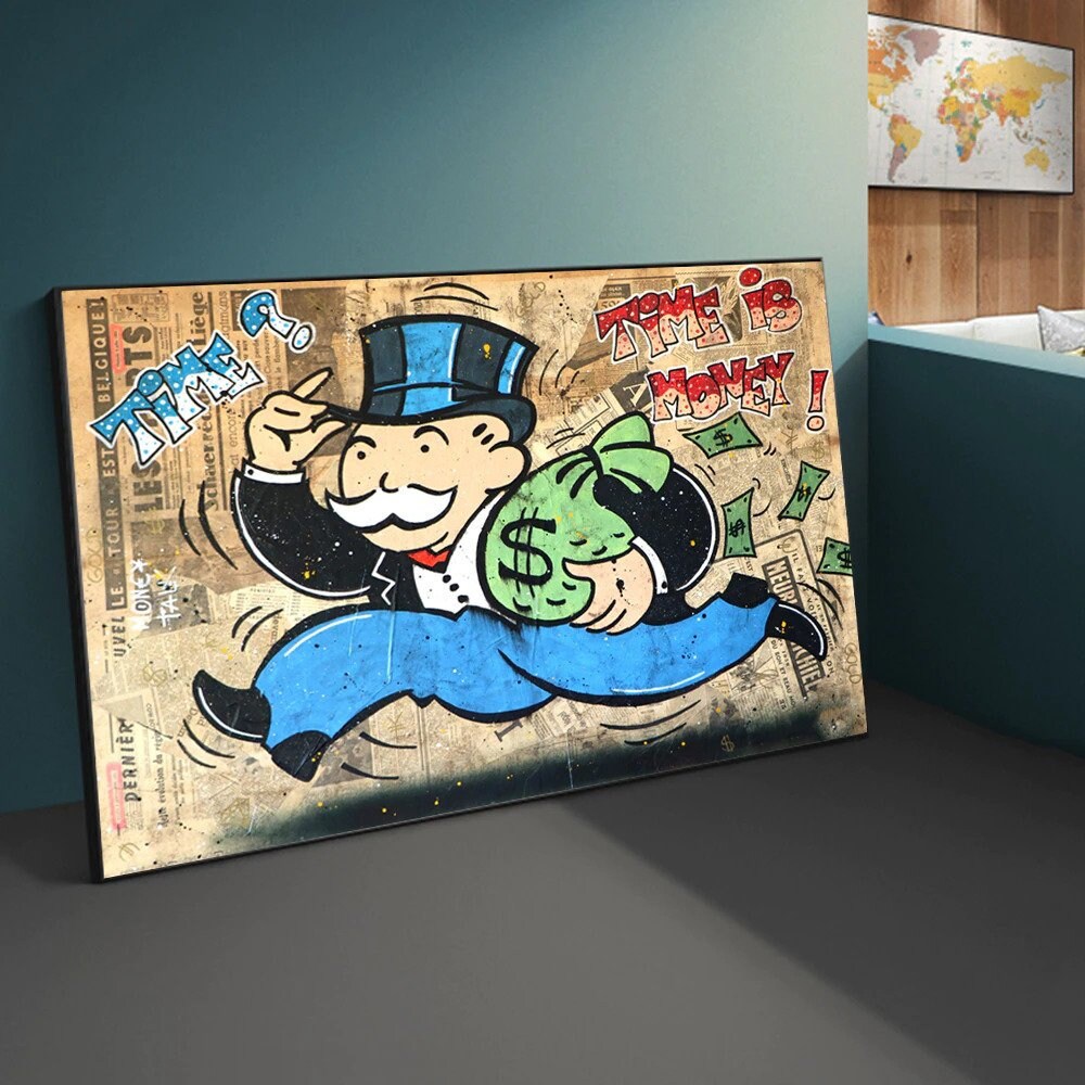 Monopoly Graffiti Art Canvas Paintings Time is Money Wall Art Etsy