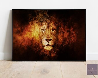 Fire Lion Print Canvas for Home Wall Art Decor Living Room Bedroom Decoration Fire Lion Print Canvas for Home Wall Art Decor Living Room Bedroom Decoration