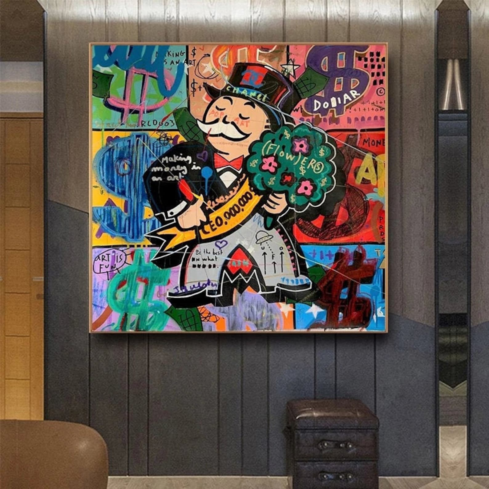 Graffiti Canvas Monopoly Alec Street Art Canvas Print Painting Etsy