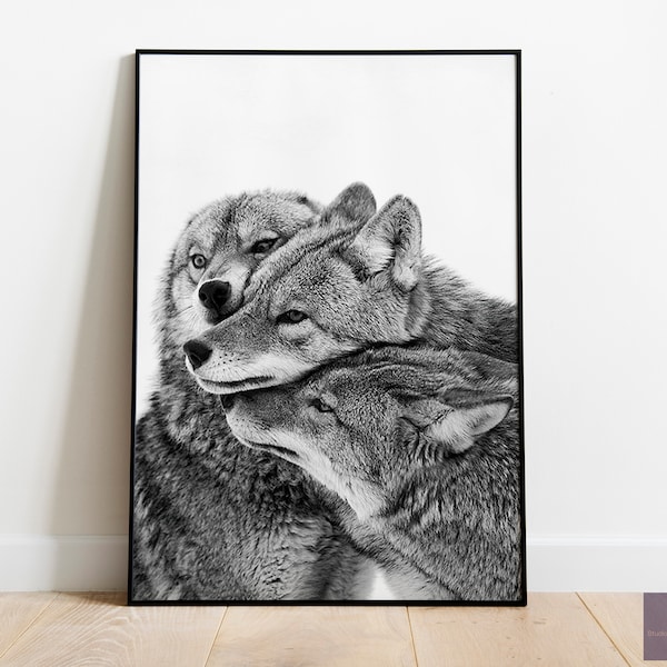 Black and White Wolf Etsy