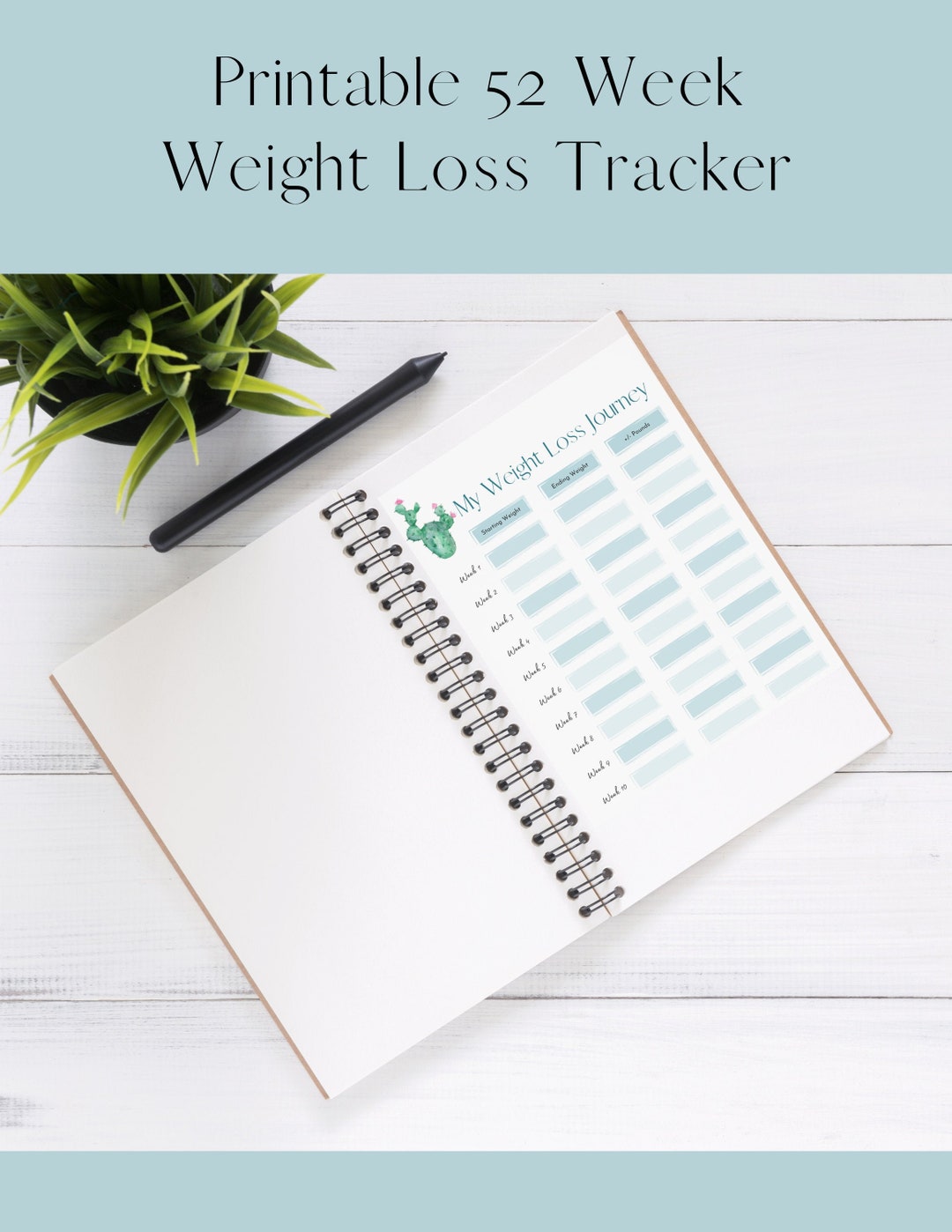 Printable 52 Week Weight Loss Tracker - Etsy