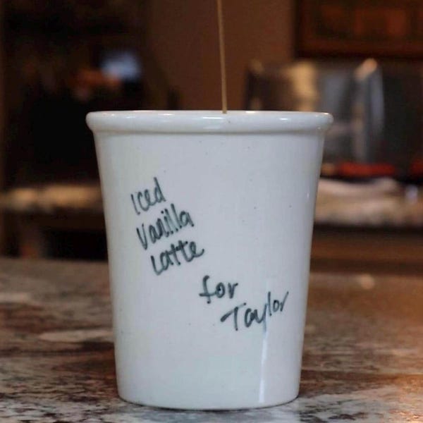 Personalized Ceramic To-Go Cup | Handmade Custom Coffee Order Mug | Porcelain Coffee Cup