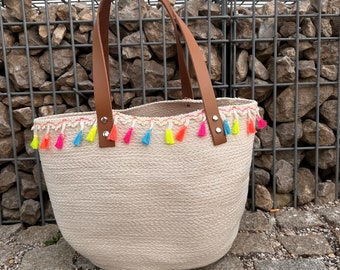 Seiltasche | Tasche | Boho Tasche | Seil | Tasche aus Bauwollseil | Tasche mit Boho Verzierungen | Sommertasche | Badetasche | Korb