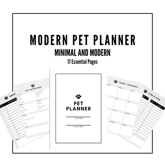 Modern Pet Planner Printable Pet Planner Pet Vaccination | Etsy