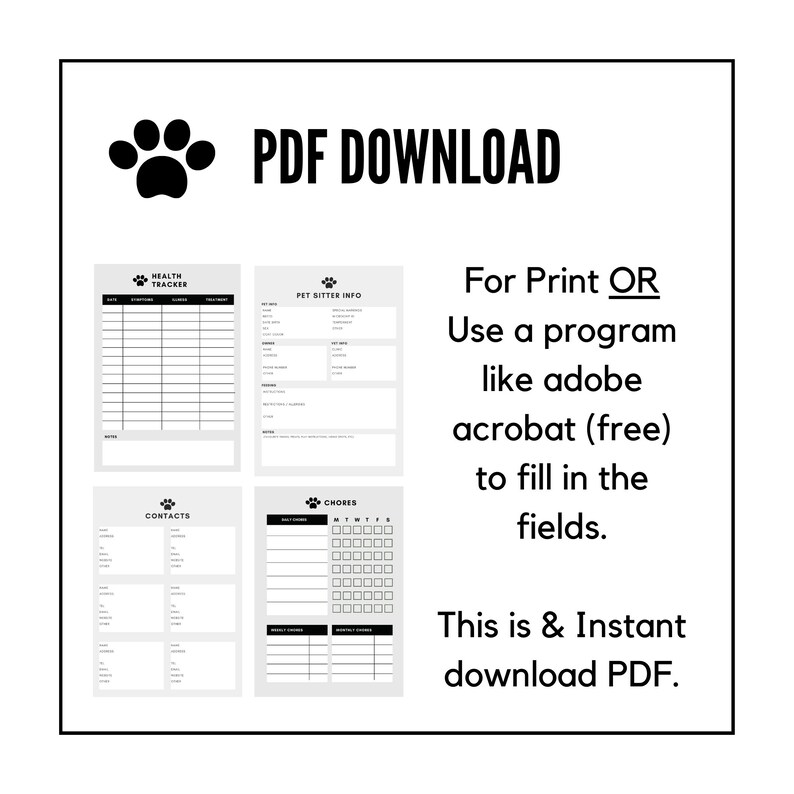 Modern, Pet Planner Printable, Pet Planner, Pet Vaccination, Pet