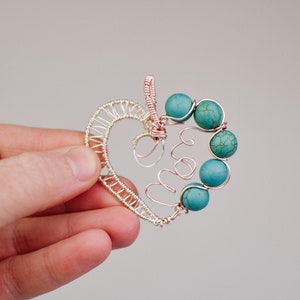 Wire wrapped pendant turquoise stone beads Mother's Day gift READY TO SHIP wire wrapped jewelry rose gold image 1