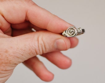 Wire wrapped swirl ring; READY TO SHIP; wire wrapped jewelry