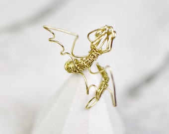 Wire wrapped dragon ring; Child sized ring; Dragon Ring; Gold Wire Ring; READY TO SHIP; wire wrapped jewelry