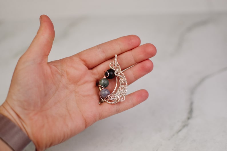 Wire wrapped pendant gemstone beads Mother's Day gift READY TO SHIP wire wrapped jewelry rose gold image 1