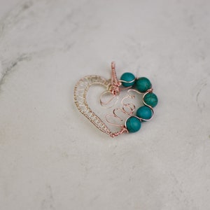 Wire wrapped pendant turquoise stone beads Mother's Day gift READY TO SHIP wire wrapped jewelry rose gold image 4