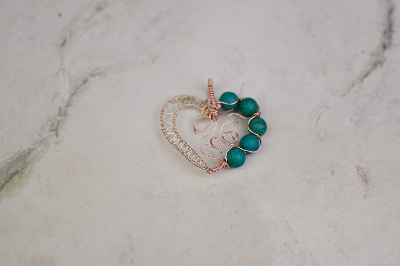 Wire wrapped pendant turquoise stone beads Mother's Day gift READY TO SHIP wire wrapped jewelry rose gold image 4