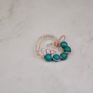 Wire wrapped pendant turquoise stone beads Mother's Day gift READY TO SHIP wire wrapped jewelry rose gold image 2