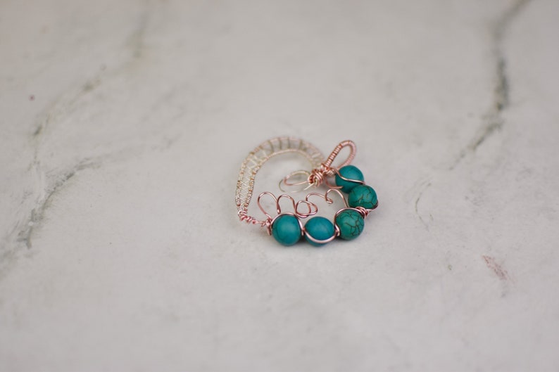 Wire wrapped pendant turquoise stone beads Mother's Day gift READY TO SHIP wire wrapped jewelry rose gold image 2