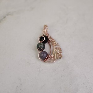 Wire wrapped pendant gemstone beads Mother's Day gift READY TO SHIP wire wrapped jewelry rose gold image 3