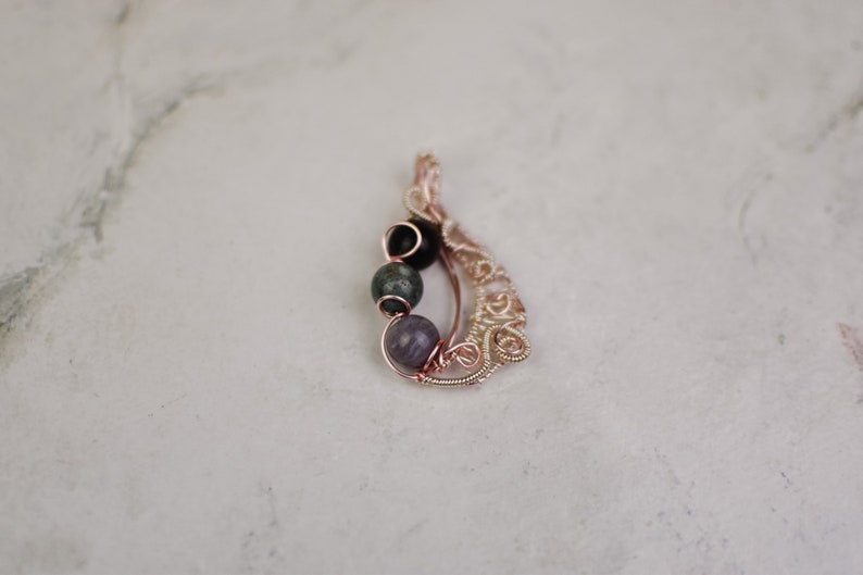 Wire wrapped pendant gemstone beads Mother's Day gift READY TO SHIP wire wrapped jewelry rose gold image 3