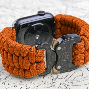 Paracord Apple Watch-band 49 mm 45 mm 44 mm 42 mm | Koord Apple Watch-bandje | Ultra 8 7 SE 6 5 4 3 2 1 SE [handgemaakt][Made in USA] Solar Orange