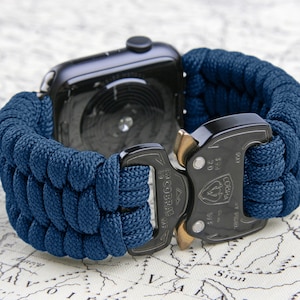 Paracord Apple Watch Band 49mm 45mm 44mm 42mm | Cord Apple Watch Strap | Ultra 8 7 SE 6 5 4 3 2 1 SE [Handmade][Made in USA] Navy Blue