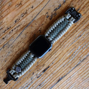 Paracord Apple Watch Band 49mm 45mm 44mm 42mm | Cord Apple Watch Strap | Ultra 8 7 SE 6 5 4 3 2 1 SE [Handmade][Made in USA] Coyote & Green