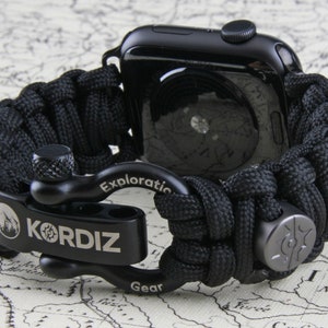 Paracord Apple Watch-band | 49 mm 45 mm 44 mm 42 mm | Koord Apple Watch-bandje | Serie 8 7 SE 6 5 4 3 2 1 en ultra [zwart] [handgemaakt]