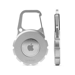 Mosquetón para soporte de Airtag KORDIZ - Estuche para llavero de Airtag con marco de aluminio y cubierta de cuero de grano completo para Apple Airtags - Funda protectora