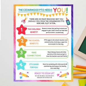 School Pto Pta Recruitment Flyer with QR Code, Printable Handout School Fundraiser, Why Join Volunteers, We Need You, EDITABLE TEMPLATE