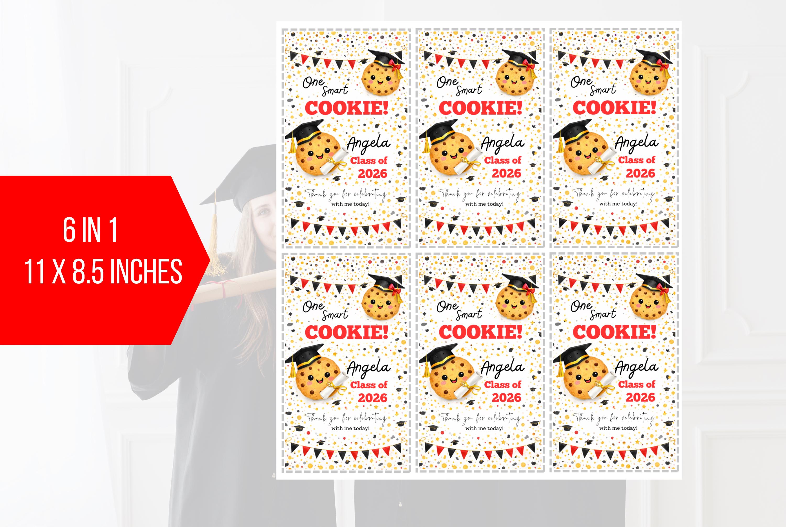 EDITABLE One Smart Cookie Graduation Class of 2026 Gift Tag, Grad Party ...
