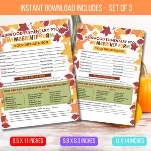 EDITABLE FALL PTO Membership Form, Pto/Pta Parent Volunteer Sign Up Form Template, Newsletter Instant Download, Back to School Recruitment