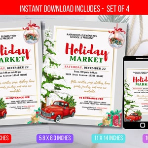 EDITABLE Holiday Market Event Flyer, School Community Fundraiser Invite, PTA PTO Community Fundraiser Event Flyer Template Instant Download