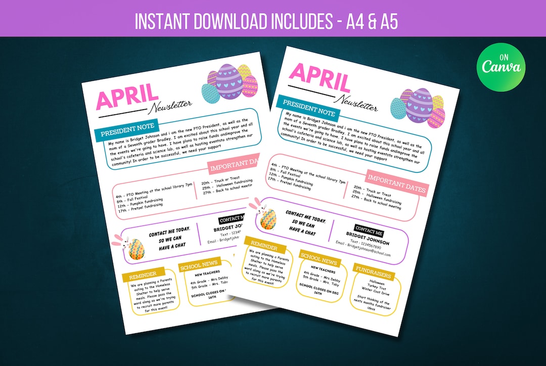 EDITABLE April Newsletter Template, Classroom Printable Handout Flyer ...