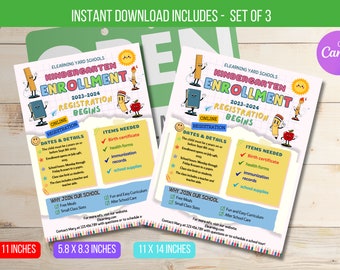 EDITABLE Kindergarten Enrollment Flyer, Registration Flyer, School, Meet The Teacher Template, Back To School Invite Instant Download