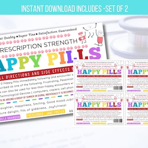 EDITABLE Happy Pills Label, Funny Gag Gift Professional Office Gift ...