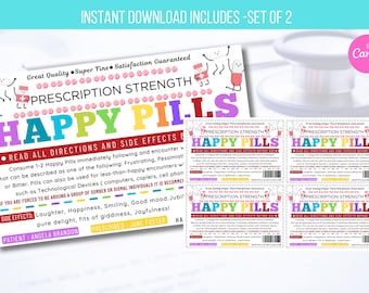 BEWERKBAAR Happy Pills-label, Funny Gag-cadeau professioneel kantoorcadeau, kerstcadeau, verjaardagscadeau, baas cadeau, co-work cadeau afdrukbaar etiket