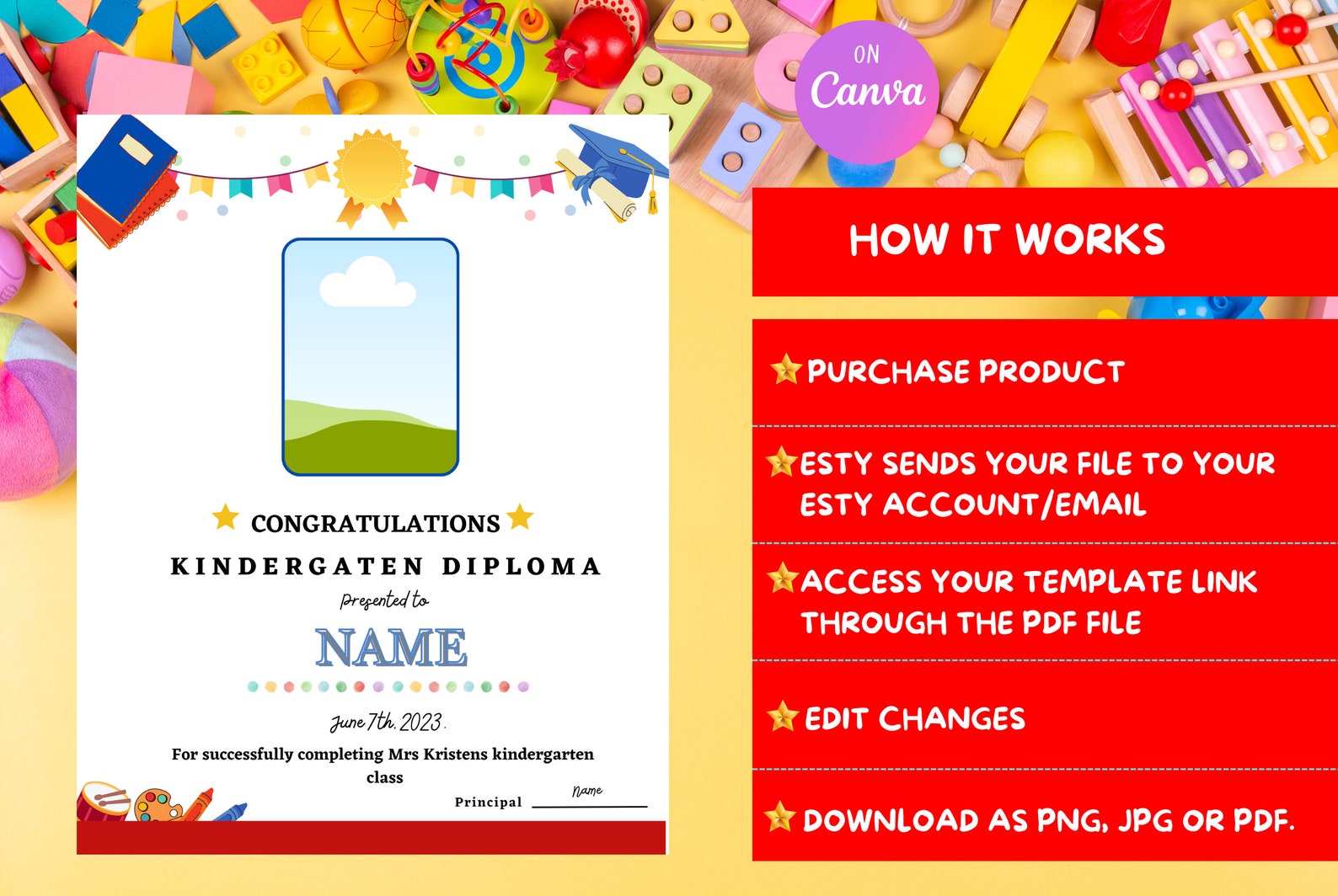 Printable Kindergarten Diploma Editable School Diploma - Etsy
