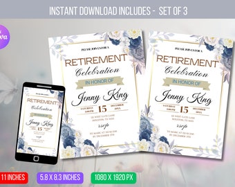 EDITABLE Retirement Celebration Template Modern Retirement Party invite Retirement Celebration invitation Digital Template Instant Download
