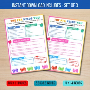 EDITABLE Join PTA Handout Flyer, School Information Meeting Flyer, Why Join PTA Printable Volunteer Handout Template Instant Download