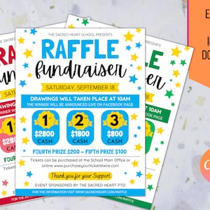 Raffle Fundraiser Flyer, Raffle Fundraiser Bearbeitbare Vorlage, Sport Fundraiser, pto pta Church School Charity Raffle Ticketverkauf PRINTABLE