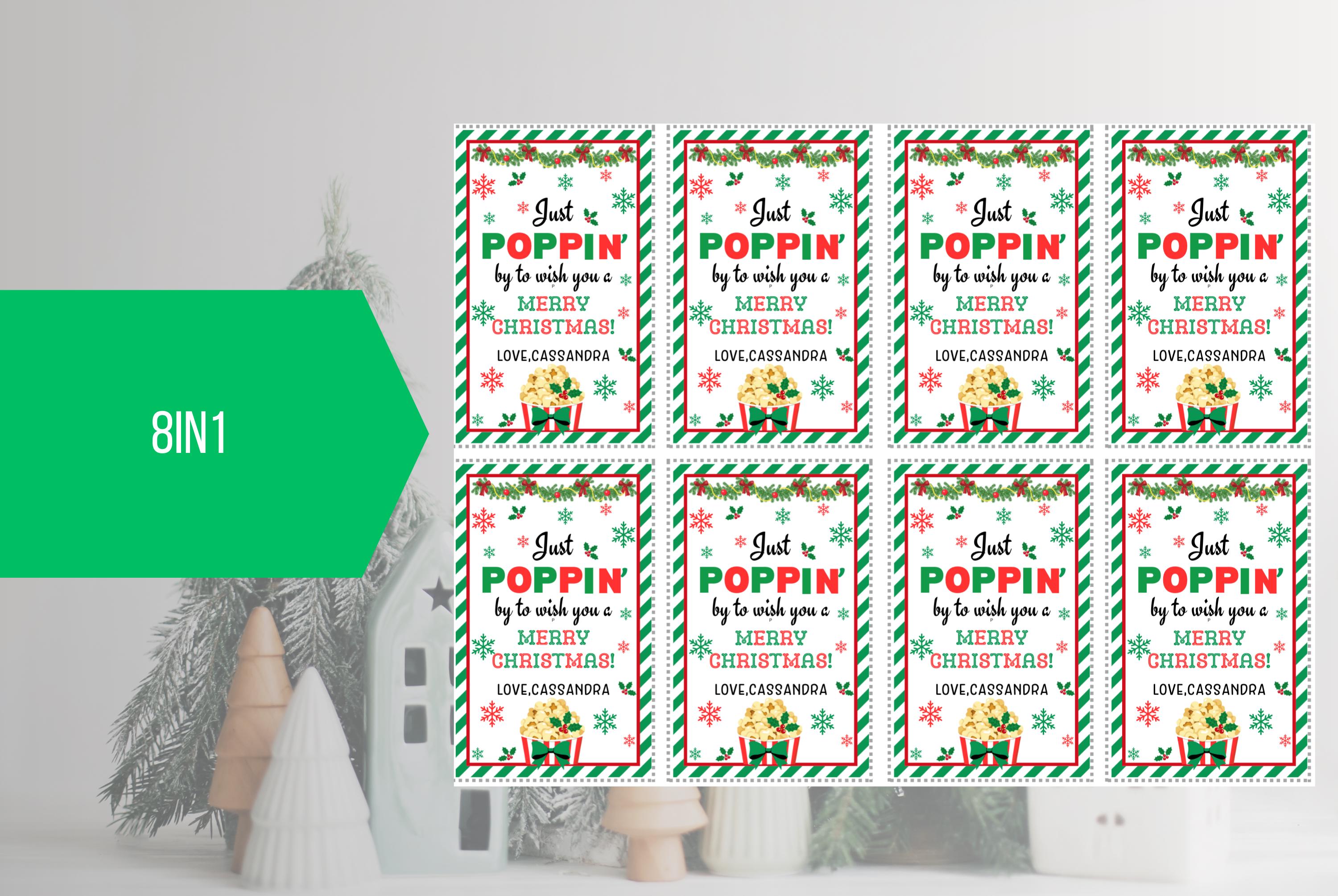 EDITABLE Merry Christmas Popping by Tag, Just Popping by to Wish You A ...