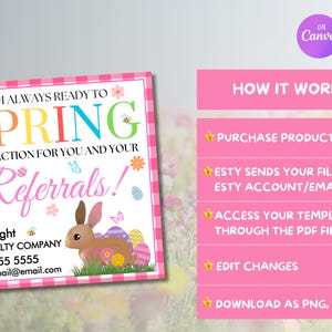 EDITABLE Referral Spring Into Action for Business, Spring Floral ...