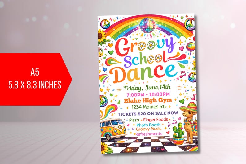 EDITABLE Groovy School Dance Template Invite, School Homecoming Senior ...