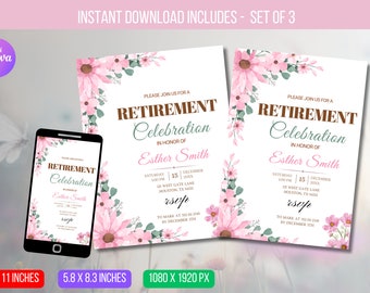 EDITABLE Retirement Celebration Template Modern Retirement Party invite Retirement Celebration invitation Digital Template Instant Download