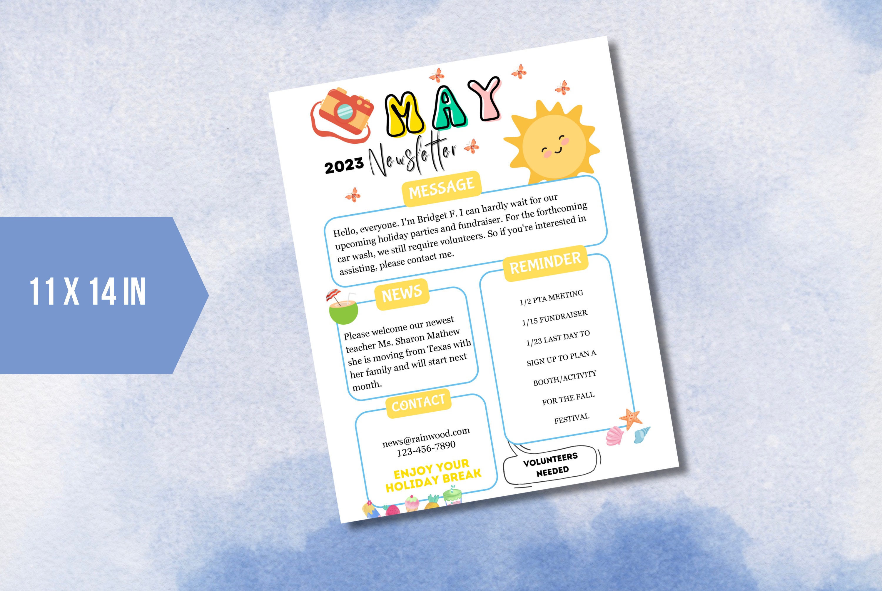 EDITABLE May PTO Newsletter Template, Classroom Printable Handout Flyer ...